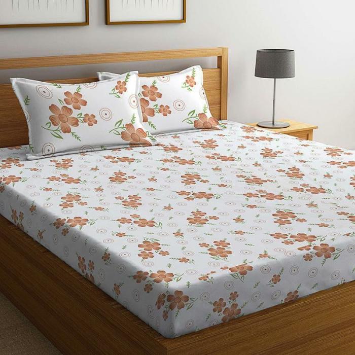 Peach Everly Bedsheet  |   Floral Bedsheets Bedsheets Floral Bedsheets