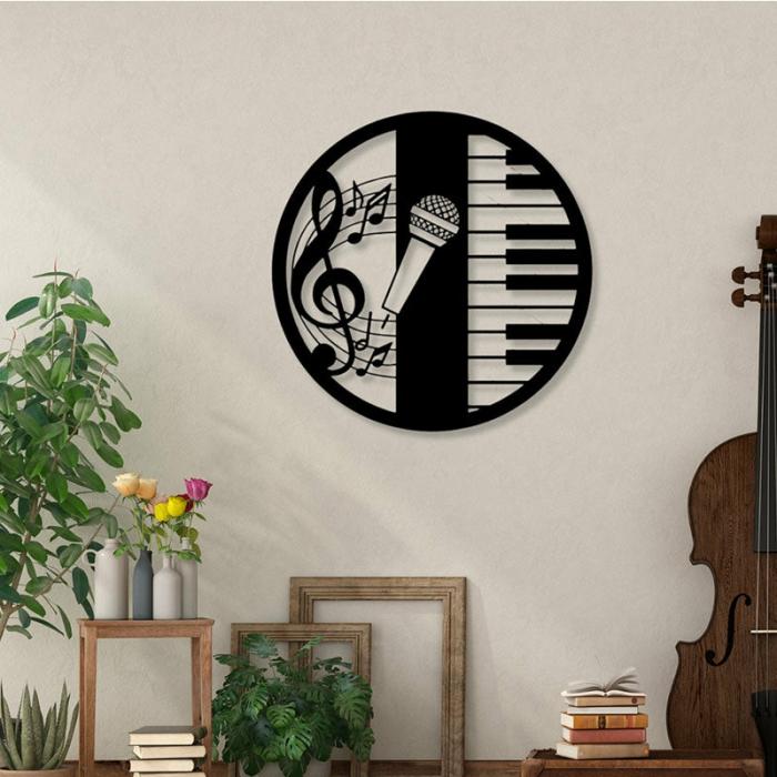 Piano And Mic Wall Art  |   Wall Accents Wall Accents Black