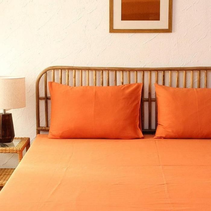 Piyambu Bedsheet  |   Solid Bedsheets Bedsheets Orange