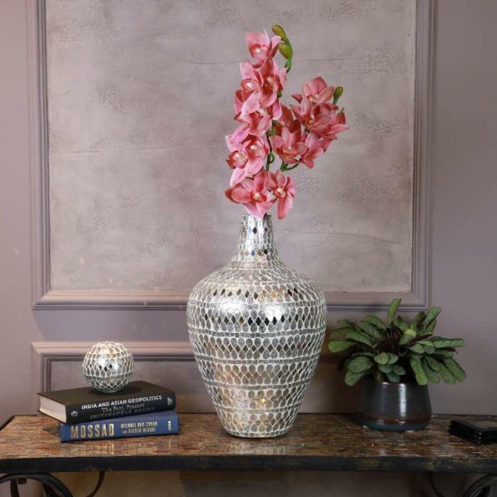 Polaris Mosaic Pitcher Vase  |   Vases Showpieces, Vases & Accent Bowls Silver