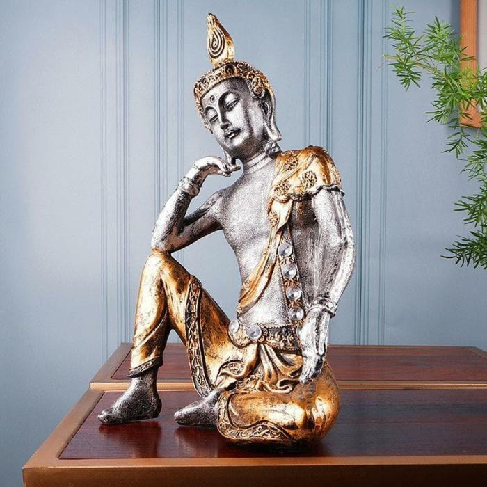 Pondering Buddha Showpiece  |   Showpieces Showpieces Grey, Gold