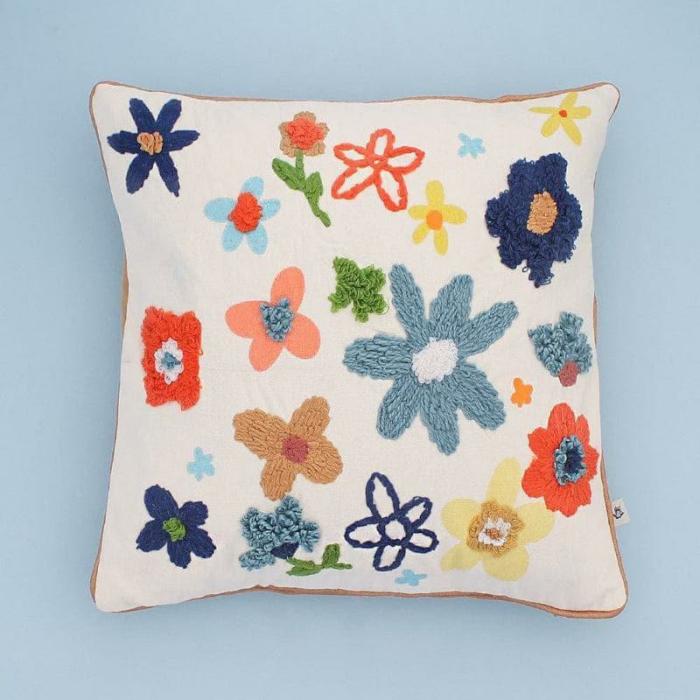 Posies Embroidered Cushion Cover  |   Embroidered Cushions Cushion Covers Embroidered Cushions