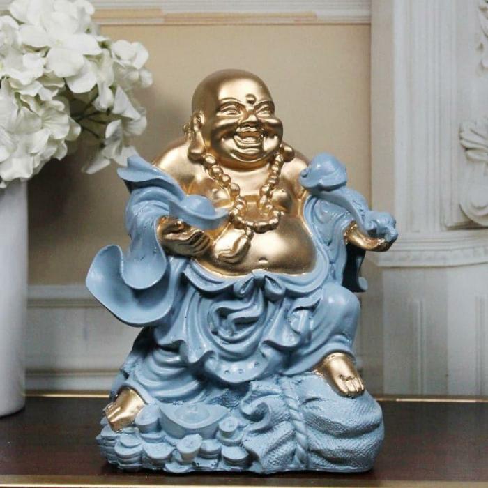 Prosper Play Laughing Buddha Showpiece  |   Showpieces Showpieces Blue, Gold