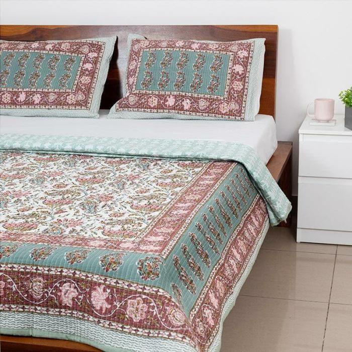 Pushp Rangoli Floral Razai  |   Dohars, Razai & Blankets Bedding Dohars, Razai & Blankets