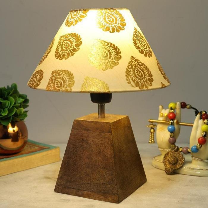 Pyramid Perfection Gold Leaf Table Lamp  |   Table Lamps Lamps & Lighting Gold, Brown