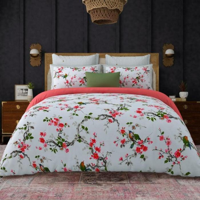 Quirky Gardenia Bedsheet  |   Floral Bedsheets Bedsheets Blue, Red