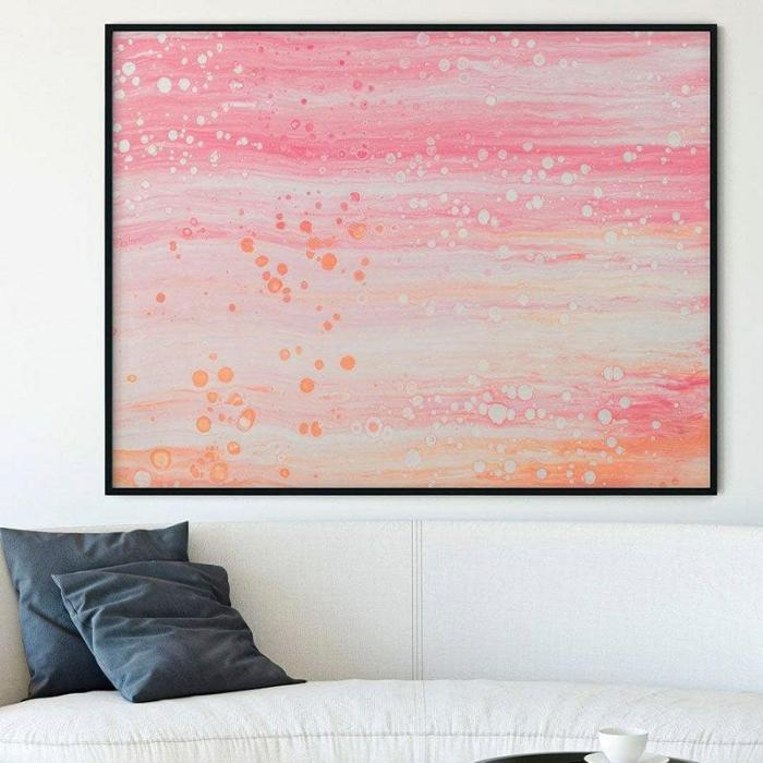 Rain Drops Abstract Painting  |   Wall Art & Paintings Wall Art & Paintings Pink