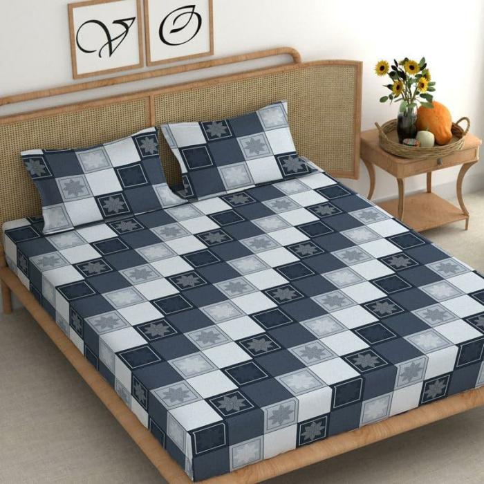 Raiva Printed Bedsheet  |   Geometric Bedsheets Bedsheets Blue