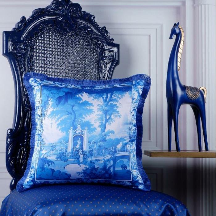 Regal Courtyard Cushion Cover  |   Printed Cushions Cushion Covers Blue, White