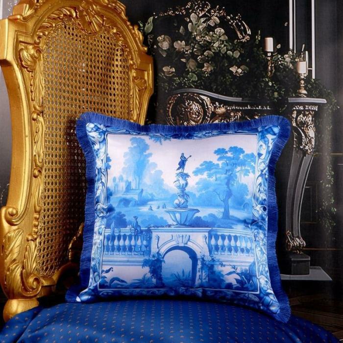 Regal Wall Cushion Cover  |   Printed Cushions Cushion Covers Blue, White