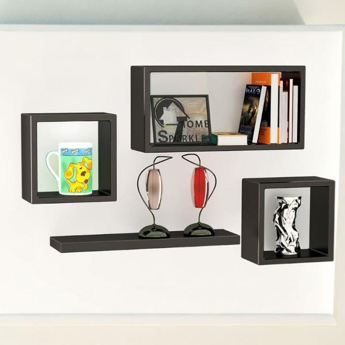 Retro Revival Wall Shelf – Set Of Four  |   Wall Shelves Wall Decor Black