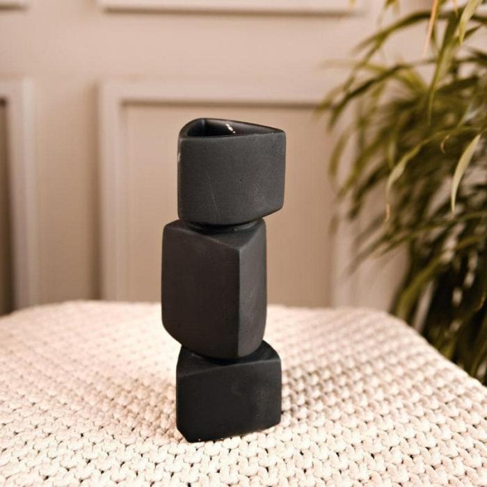 Rock Stack Vase  |   Vases Showpieces, Vases & Accent Bowls Black