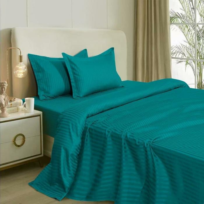 Romer Stripe Bedsheet  |   Solid Bedsheets Bedsheets Green