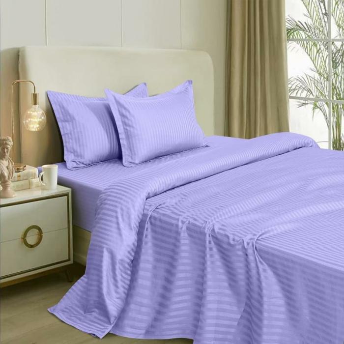 Romer Stripe Bedsheet  |   Solid Bedsheets Bedsheets Purple