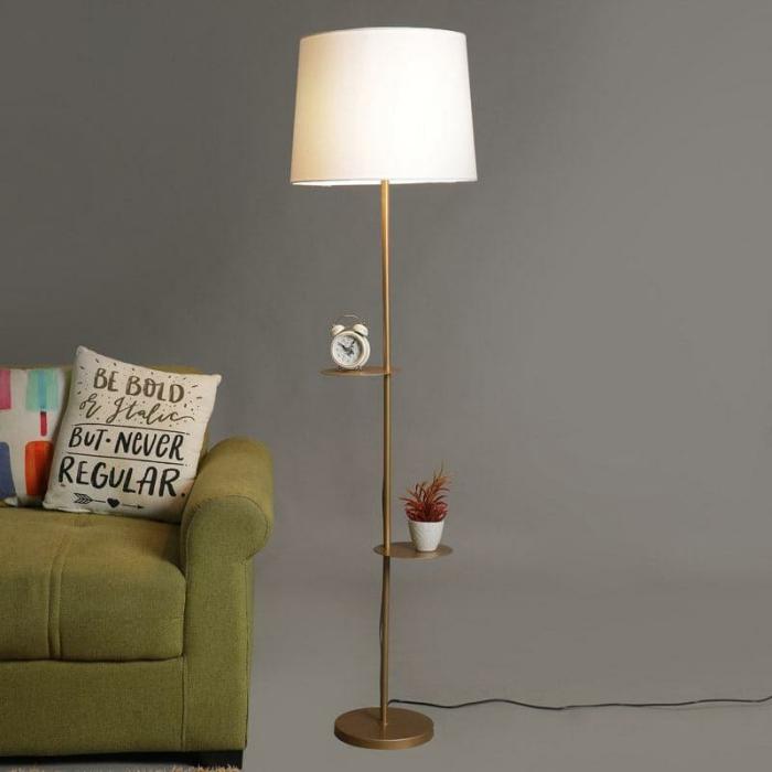 Rothnia Gold Floor Lamp With Shelf  |   Floor Lamps Floor Lamps Floor Lamps