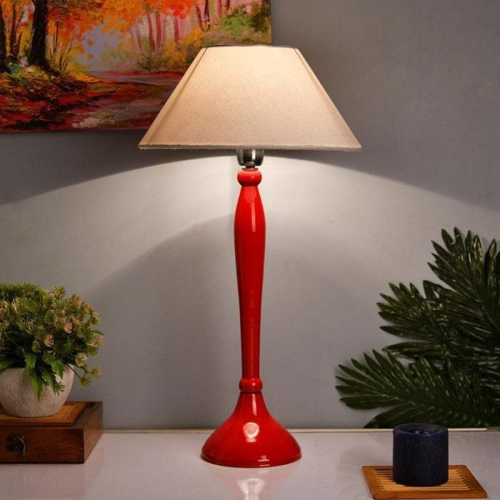 Royal Ovoid Table Lamp With Conical Shade  |   Table Lamps Lamps & Lighting Red, White