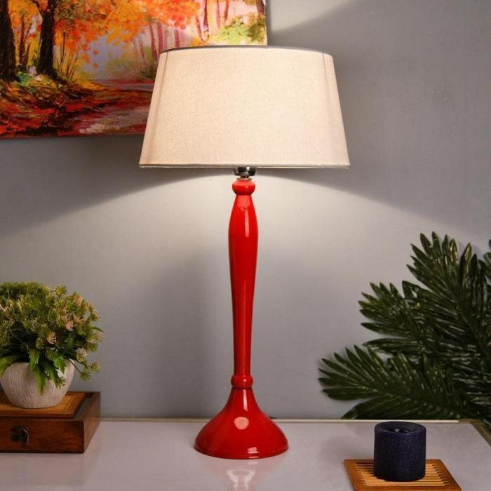 Royal Ovoid Table Lamp With Drum Shade  |   Table Lamps Lamps & Lighting Red, White