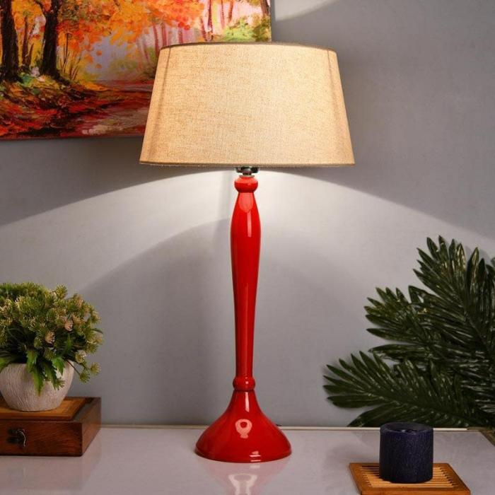 Royal Ovoid Table Lamp With Drum Shade  |   Table Lamps Lamps & Lighting Red, White