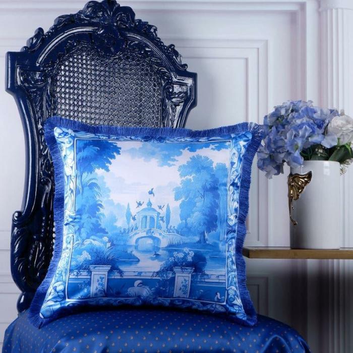 Royal Palace Cushion Cover  |   Printed Cushions Cushion Covers Blue, White