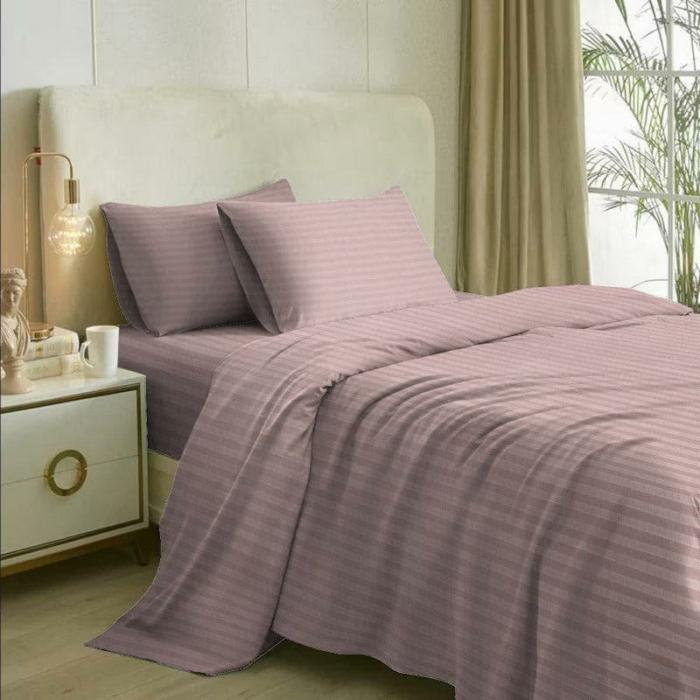 Royal Stripe Bedsheet  |   Solid Bedsheets Bedsheets Pink