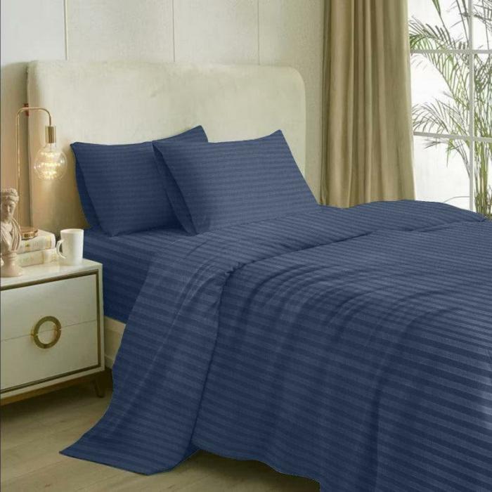 Royal Stripe Bedsheet  |   Solid Bedsheets Bedsheets Blue