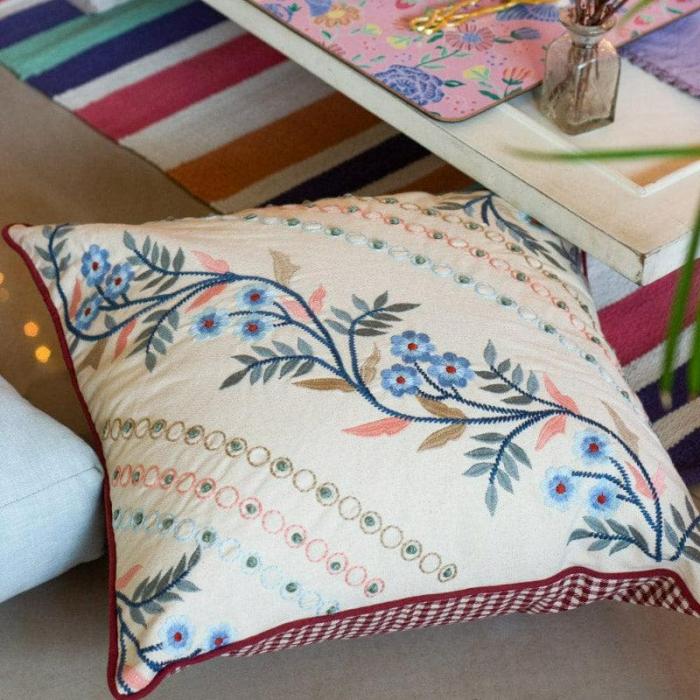 Sabira Embroidered Cushion Cover  |   Embroidered Cushions Cushion Covers Embroidered Cushions