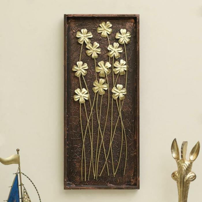 Sabra Floral Wall Accent  |   Wall Accents Wall Accents Gold, Brown