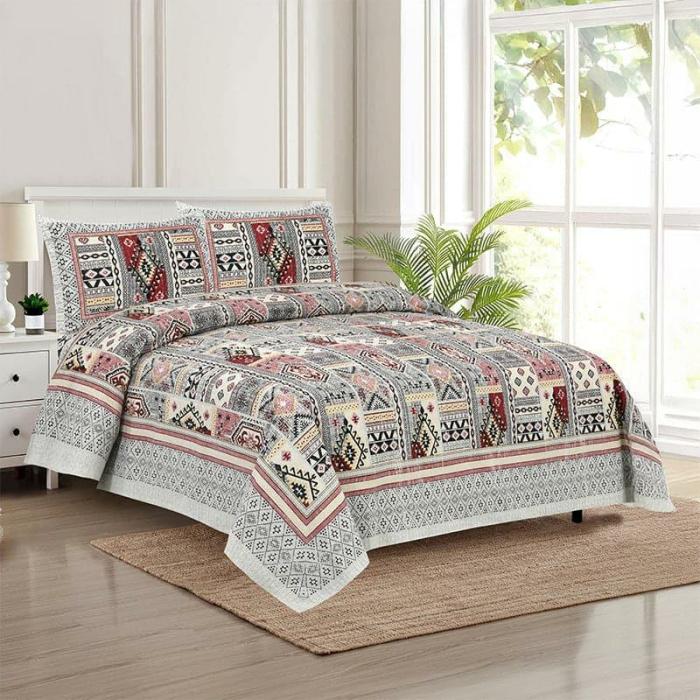 Sachika Applique Printed Bedsheet  |   Geometric Bedsheets Bedsheets Brown