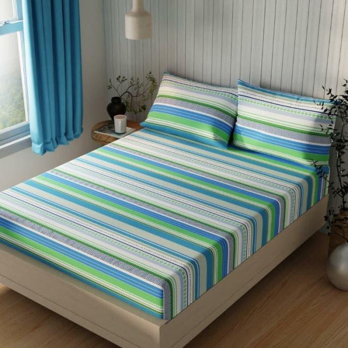 Salega Striped Bedsheet  |   Geometric Bedsheets Bedsheets Geometric Bedsheets