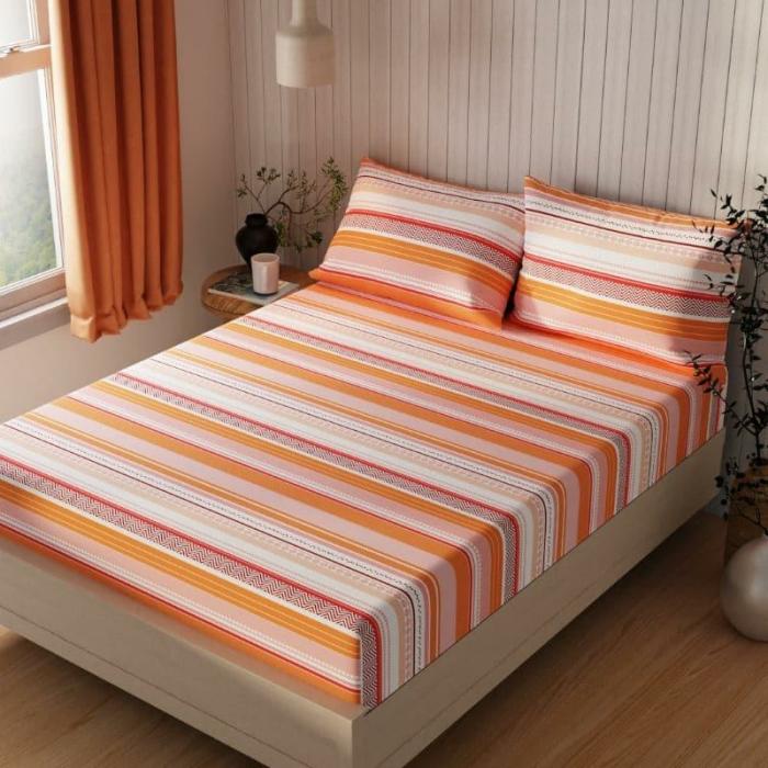 Salega Striped Bedsheet  |   Geometric Bedsheets Bedsheets Geometric Bedsheets