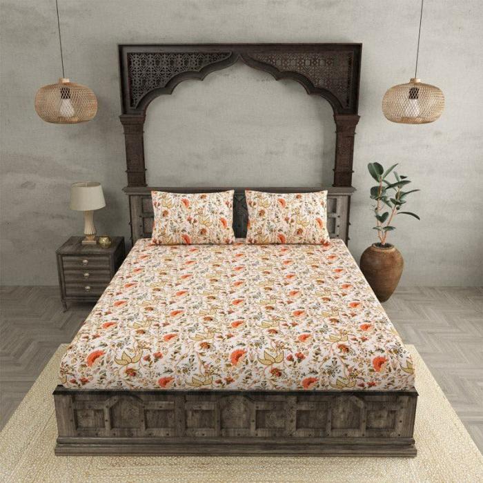 Samina Printed Bedsheet  |   Floral Bedsheets Bedsheets Floral Bedsheets