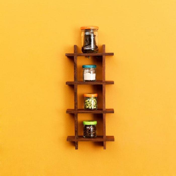 Samparathi Wall Shelf With Pots – Set Of Five  |   Wall Accents Wall Accents Multicolor