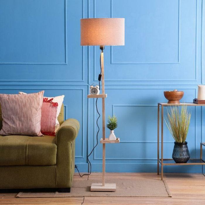 Seira Moga Floor Lamp With Shelf  |   Floor Lamps Floor Lamps Beige