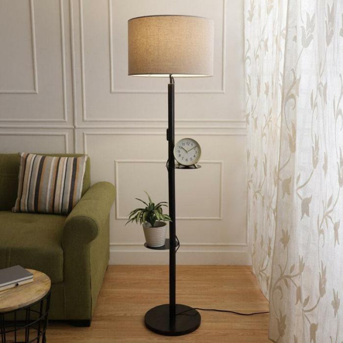 Seria Musa Floor Lamp With Shelf  |   Floor Lamps Floor Lamps Beige, Brown