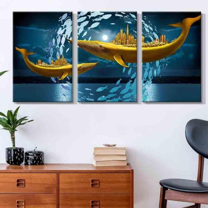 Shark Tank Wall Art – Set Of Three  |   Wall Art & Paintings Wall Art & Paintings Blue, Gold