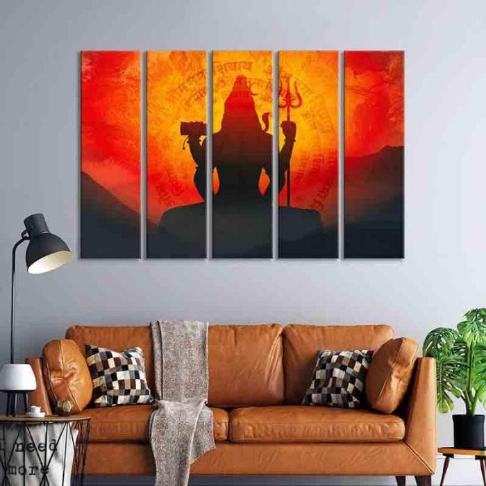 Shiv Shambhu Wall Art – Set Of Five  |   Wall Art & Paintings Wall Art & Paintings Orange