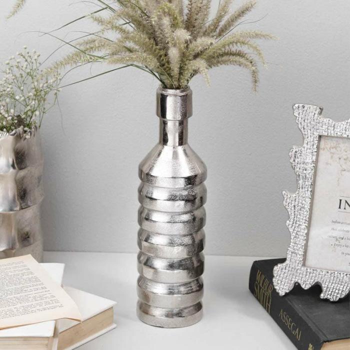 Silver Bottle Vase  |   Vases Showpieces, Vases & Accent Bowls Silver