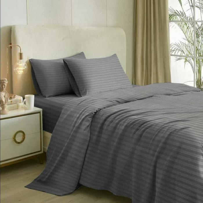 Slay In Stripes Bedsheet  |   Solid Bedsheets Bedsheets Grey