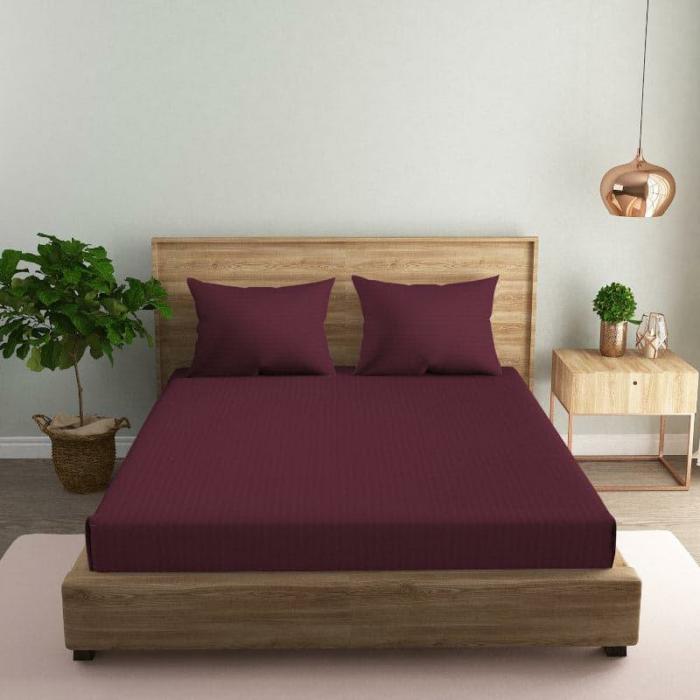 Slay In Stripes Bedsheet  |   Solid Bedsheets Bedsheets Maroon