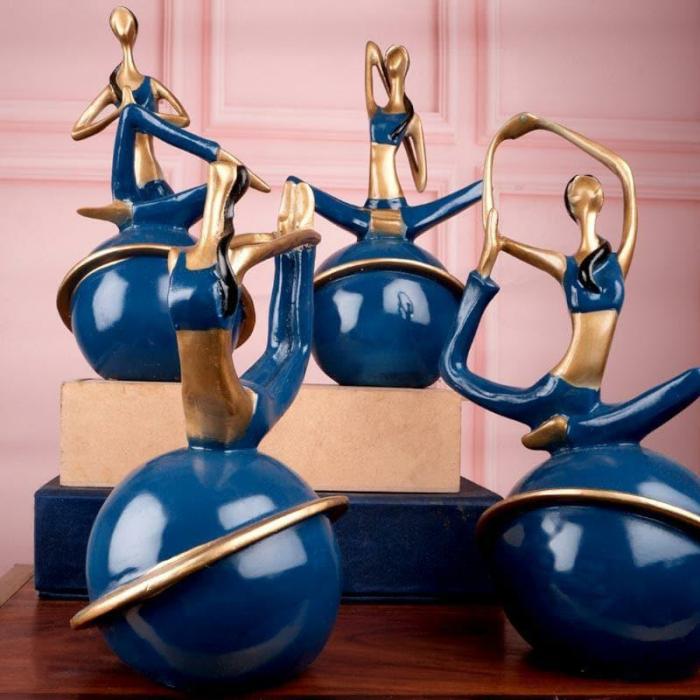 Slender Yogasanas Showpiece – Set Of Four  |   Showpieces Showpieces Blue, Gold