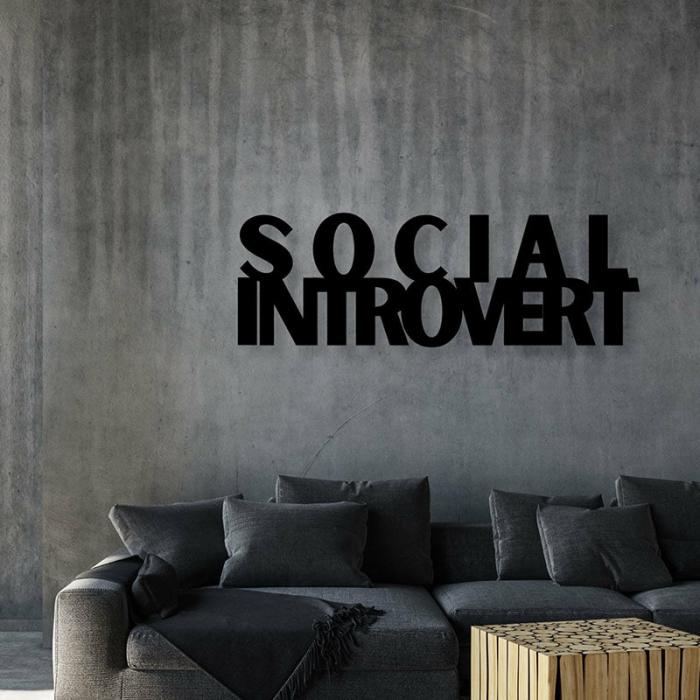 Social Introvert Typography Wall Art  |   Wall Accents Wall Accents Black