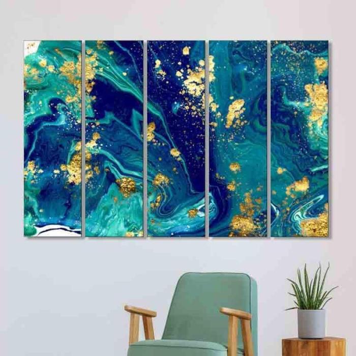 Space Paradise Wall Art – Set Of Five  |   Wall Art & Paintings Wall Art & Paintings Blue, Gold