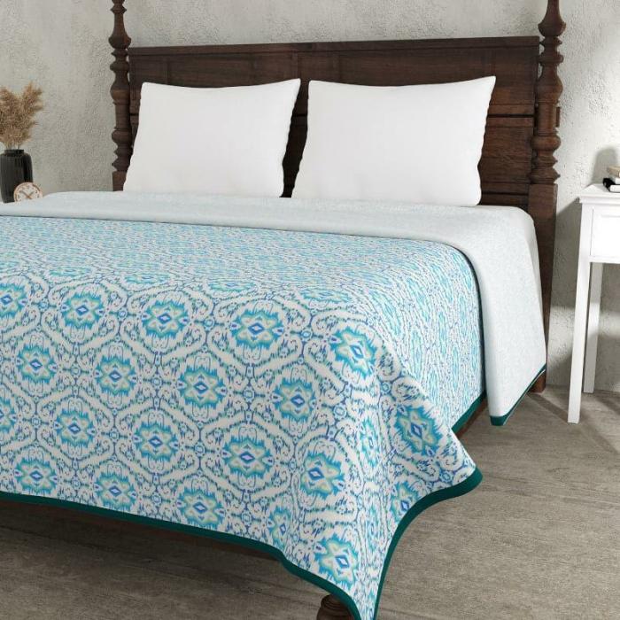 Sparkle Snow Floral Dohar  |   Dohars, Razai & Blankets Bedding Blue