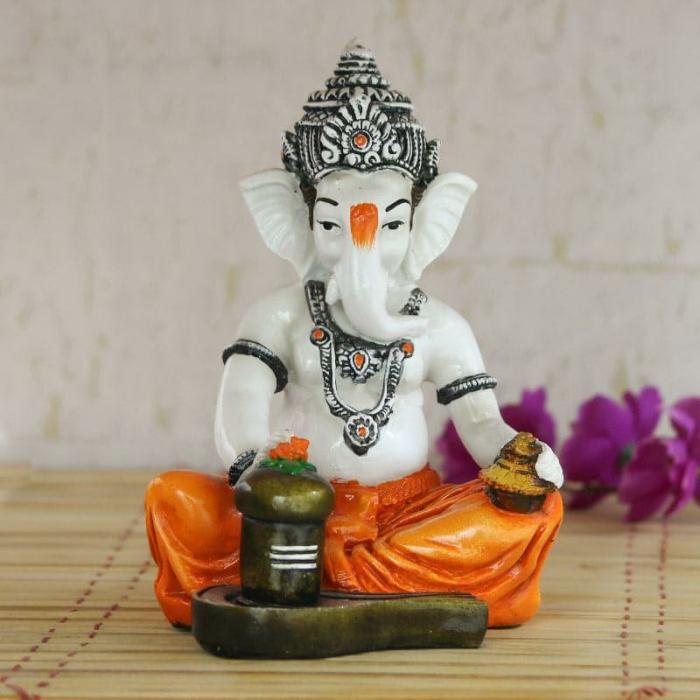 Spiritual Ganesh Shiva Pooja Idol  |   Showpieces Showpieces Orange, White