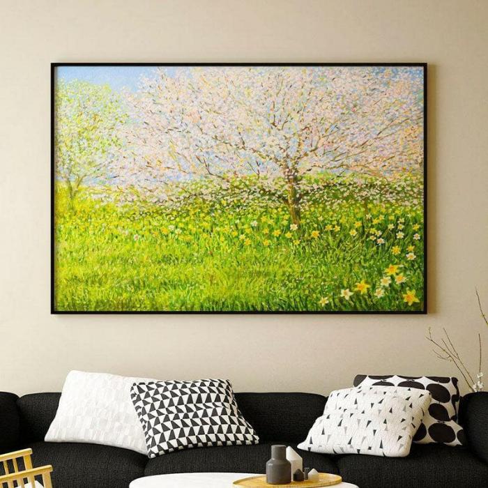 Springtime Impression Canvas Painting By Claude Monte  |   Wall Art & Paintings Wall Art & Paintings Green, White