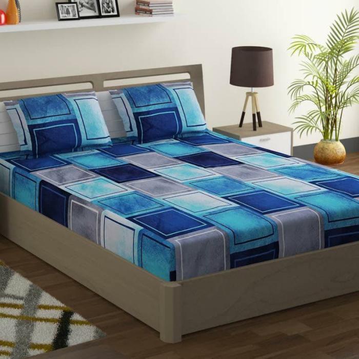 Square Set Bedsheet  |   Geometric Bedsheets Bedsheets Blue