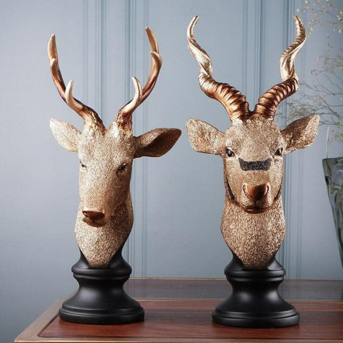 Stag Symphony Showpiece – Set Of Two  |   Showpieces Showpieces Gold, Black