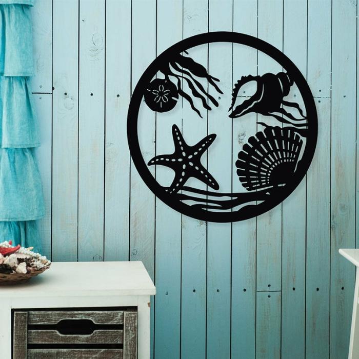 Starfish In Coastal Setting Wall Art  |   Wall Accents Wall Accents Black