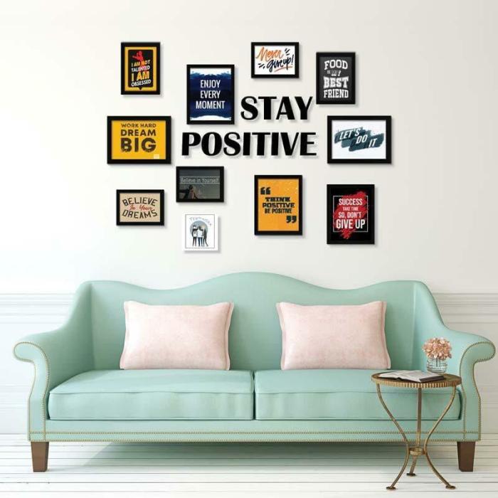 Stay Positive Photo Frame Collage – Set Of Ten  |   Photo-Frames Photo-Frames Black