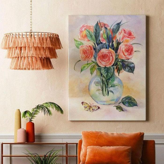 Still Life Roses & Butterflies Wall Painting  |   Wall Art & Paintings Wall Art & Paintings Multicolor